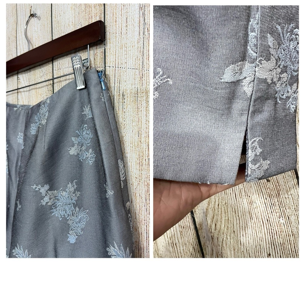 Kasper 2 Pc Floral Jacquard Pant Suit Women 6 Gray Formal Career Soft Quiet Lux - Picture 7 of 8